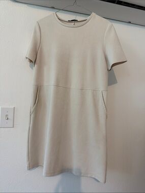 Suede Short Cream Women's Shift Dress